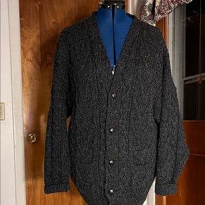 Men's All Wool Cardigan Sweater from Ireland Size Large